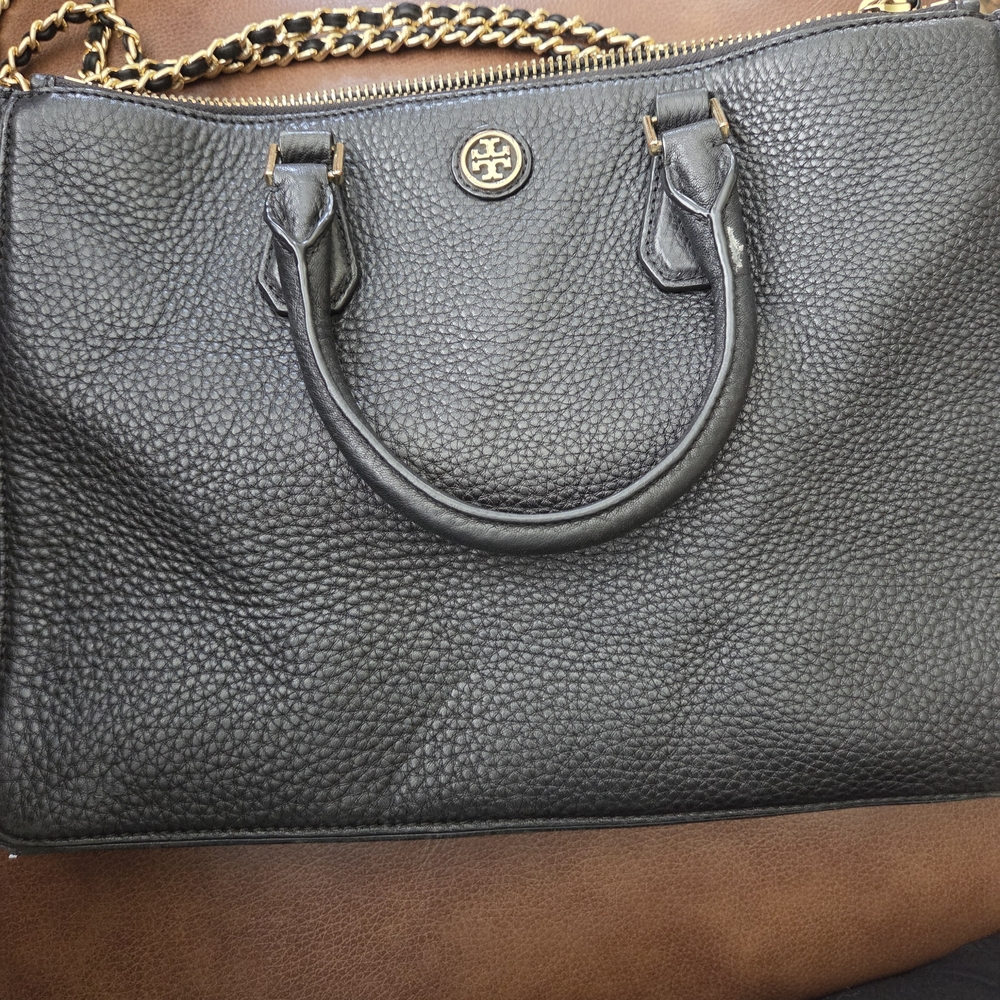 Tory Burch Black Leather Tote Bag